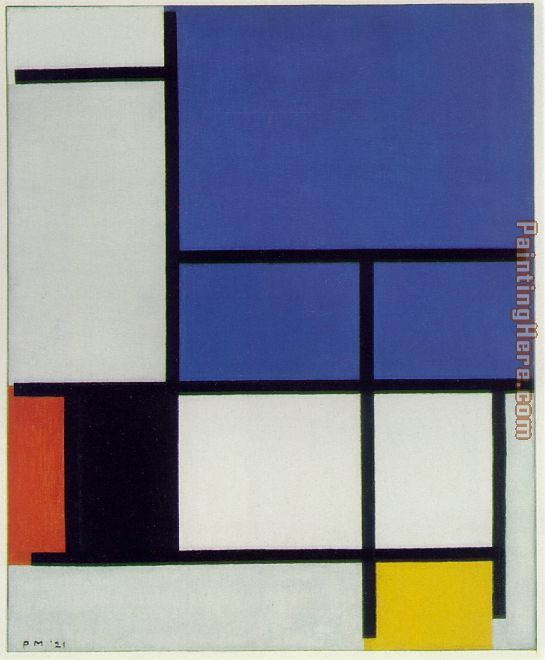 Composition with Large Blue Plane painting - Piet Mondrian Composition with Large Blue Plane art painting